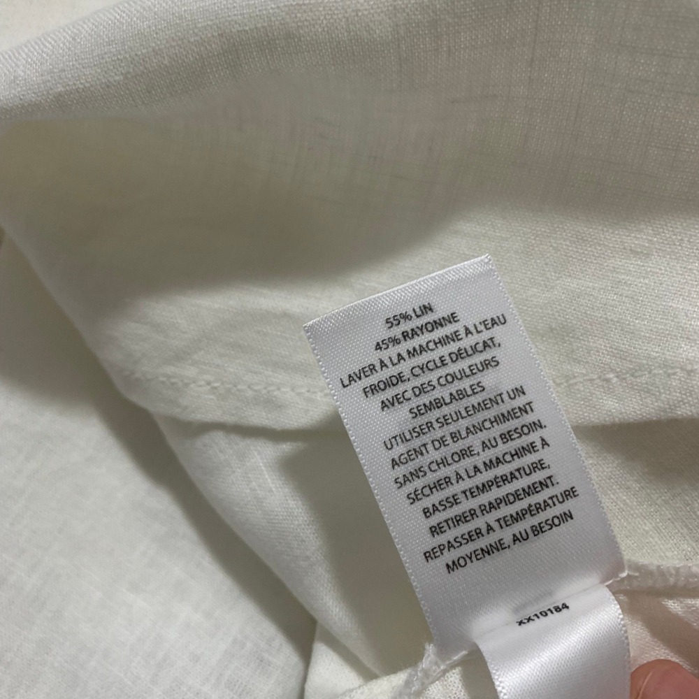 Caslon White Linen Blend Short Sleeve Button Down Pocket Shirt XS New - Picture 7 of 7
